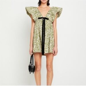 {o.p.t} didi floral puff sleeve green dress